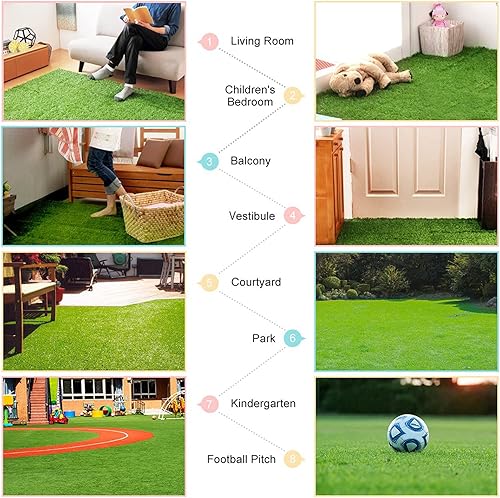 Miniatura 6 de FTVOGUE Alfombra de césped sintético artificial, alfombra de césped falso, paisaje para el hogar, gargen, interior y exterior, entrenamiento de