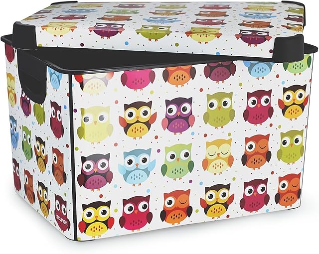 Curver Stockholm Owls Deco Storage Box Multi Colour, 22 Litre