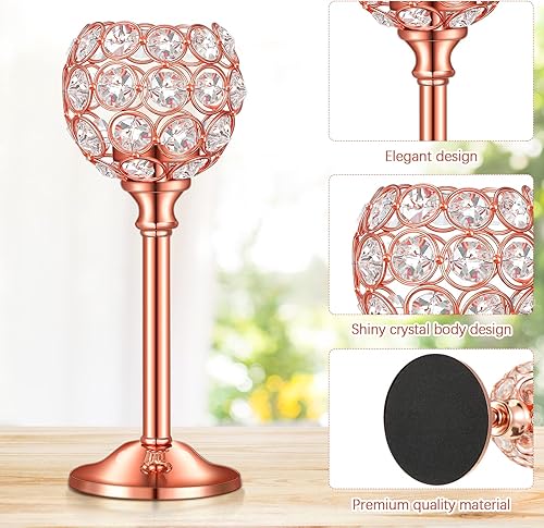 Miniatura 5 de Qunclay 18 portavelas de cristal a granel, centros de mesa para mesa de boda, centros de mesa decorativos de cristal, decoración de mesa de comedor