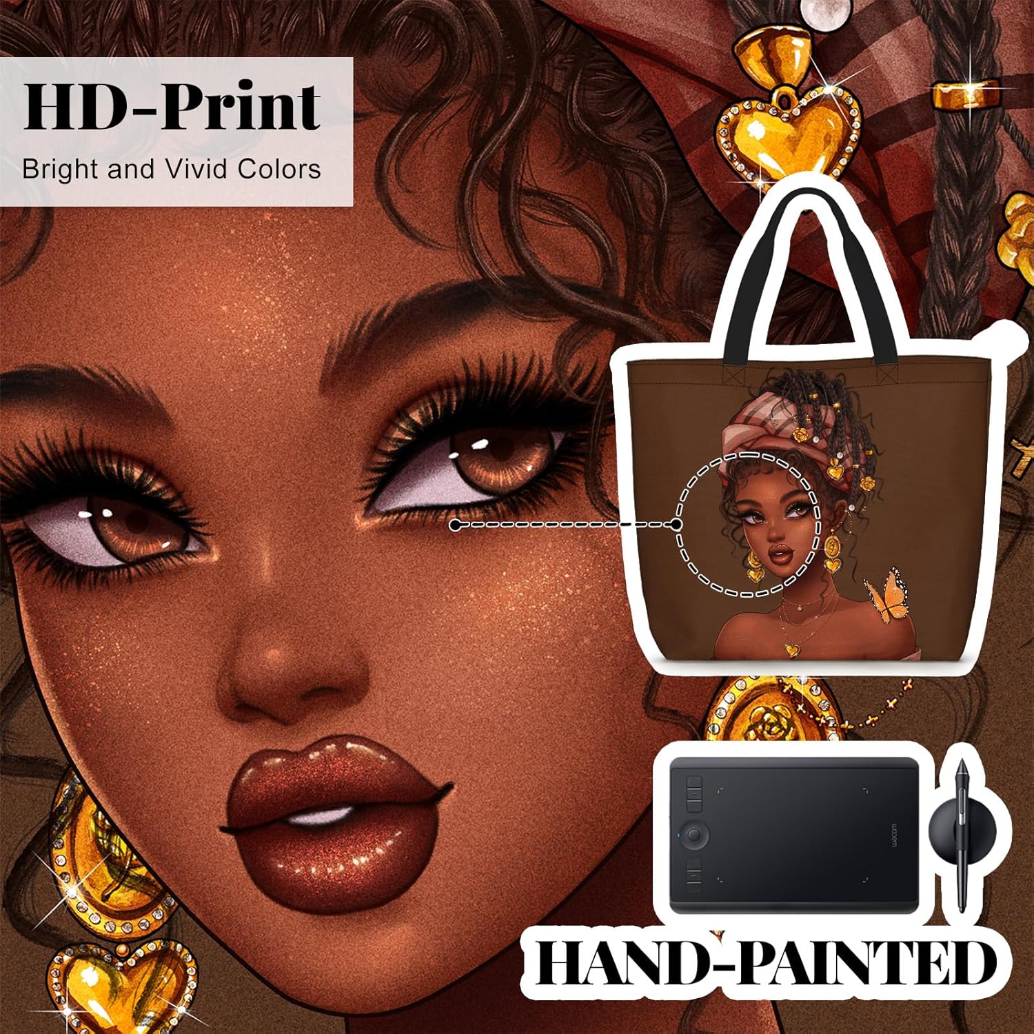 African American Black Women Tote Bag Black Girl Magic Shoulder Handbag For Work Travel Beach Shopping - Image 3