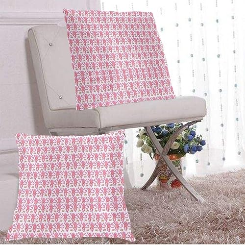 Miniatura 3 de Juego de 2 fundas de almohada decorativas de 20 x 20 pulgadas, diseño de monos de conejo rosa, funda de cojín lumbar rectangular para el hogar,