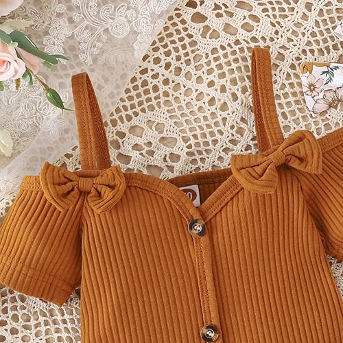 Miniatura 3 de Engofs Conjunto de 3 piezas para bebé recién nacida, manga corta, pantalones acampanados, diadema, conjunto de 3 piezas, traje de verano para bebés