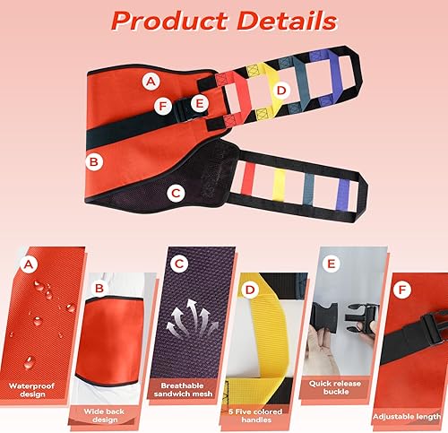 Vista 14 de Cinturones de marcha con eslinga de transferencia, cinturones de transferencia acolchados, cinturón de elevación de pacientes resistente, ayuda