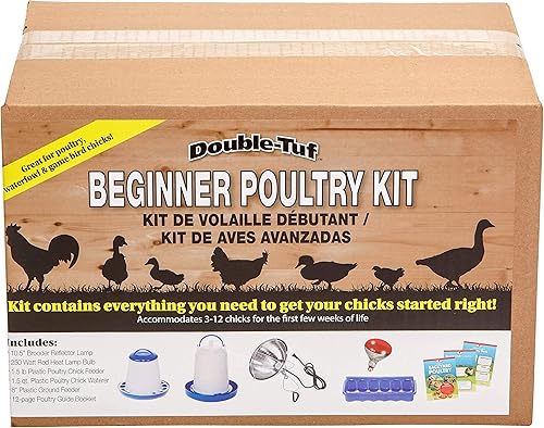 Miniatura 4 de Double-Tuf Kit de inicio de pollo y aves de corral  Lámpara de calor, bombilla, alimentadores, bebedero y guía para granjeros de pollitos al aire