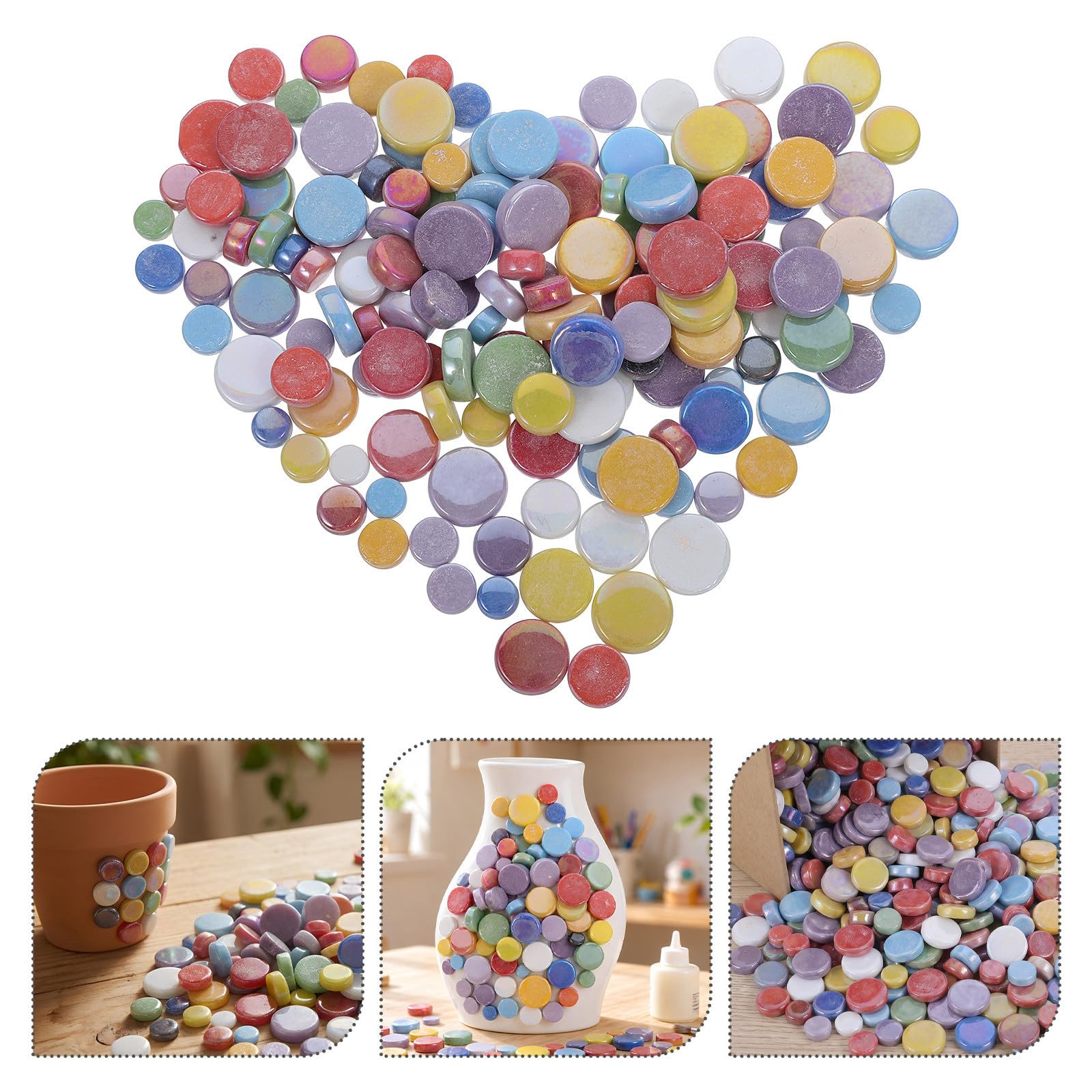 Baldosas de Mosaico de Vidrio Redondas y Planas para Manualidades DIY