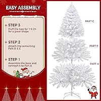 Vista 86 de Yaheetech 7.5ft Pre-lit Spruce Artificial Christmas Tree Snow Flocked Hinges Tree with 550 Multicolor LED Lights & 1284 Branch Tips & Metal Stand