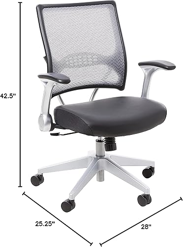 Miniatura 8 de Avenue 6Office Star 67-e36N61r52-to-1Synchro Luz Professional Airgrid parte posterior y revestimiento negro silla de ejecutivo Eco Asiento de piel