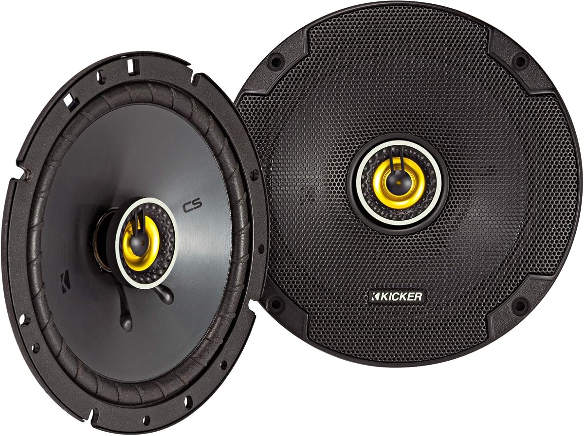 KICKER 46CSC674 CS-Series CSC67 6.75-Inch (165mm) Coaxial Speakers, 4-Ohm (Pair) | 6.75 inch low-profile fits factory car doors, clear full-range sound, easy stock upgrade, smooth highs for daily drives