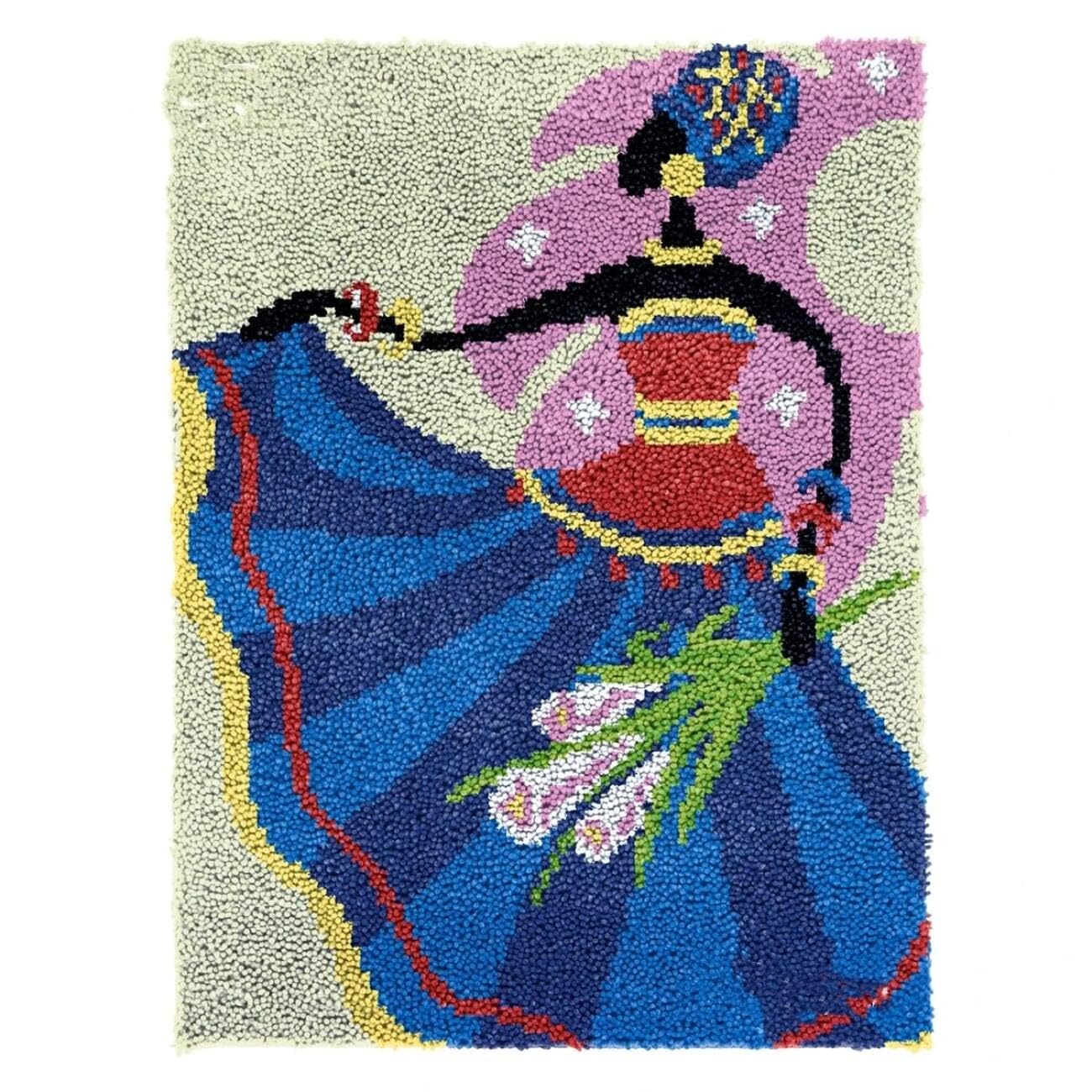 AxiangziK DIY Latch Hook Kits Cartoon African Woman Latch Hook Kits for Beginners，Seniors，3D DIY Enthusiasts Rug Making Set 35x46in