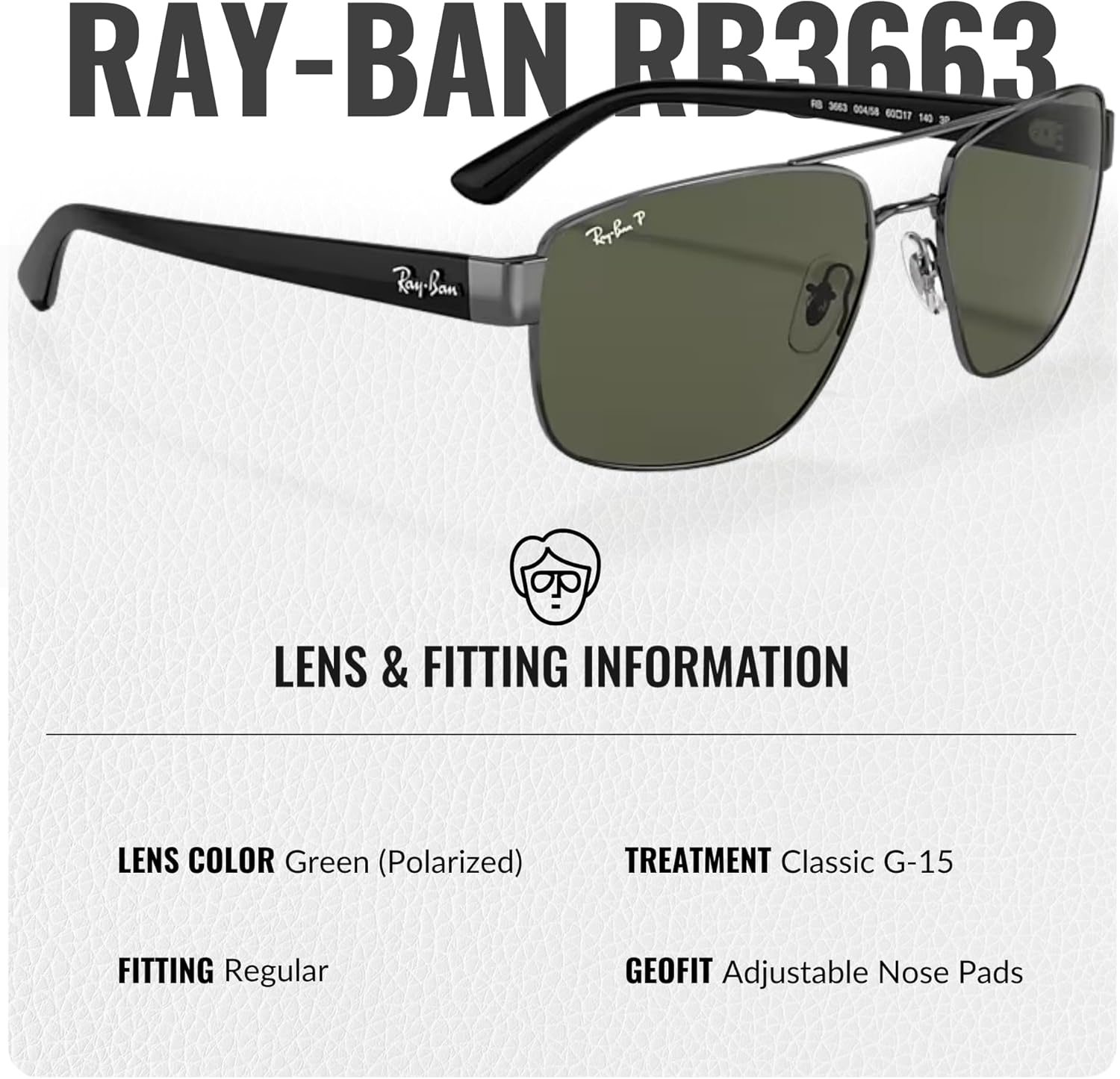 Ray-Ban RB3663 Square-Round Shaped Sunglasses for Men & Women with Official RAYBAN Eyewear Kit - Image 5
