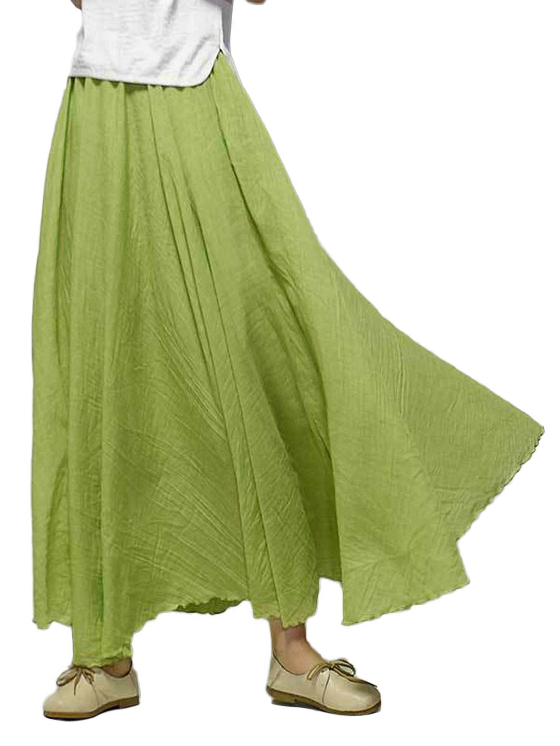 Gonna Lunga da Donna in Cotone con Doppia Strati, maxigonna Vita Elasticizzata, Tinta Unita Lunghezza 85cm/95cm Taglia 38/40/42/44 o XS/S/M