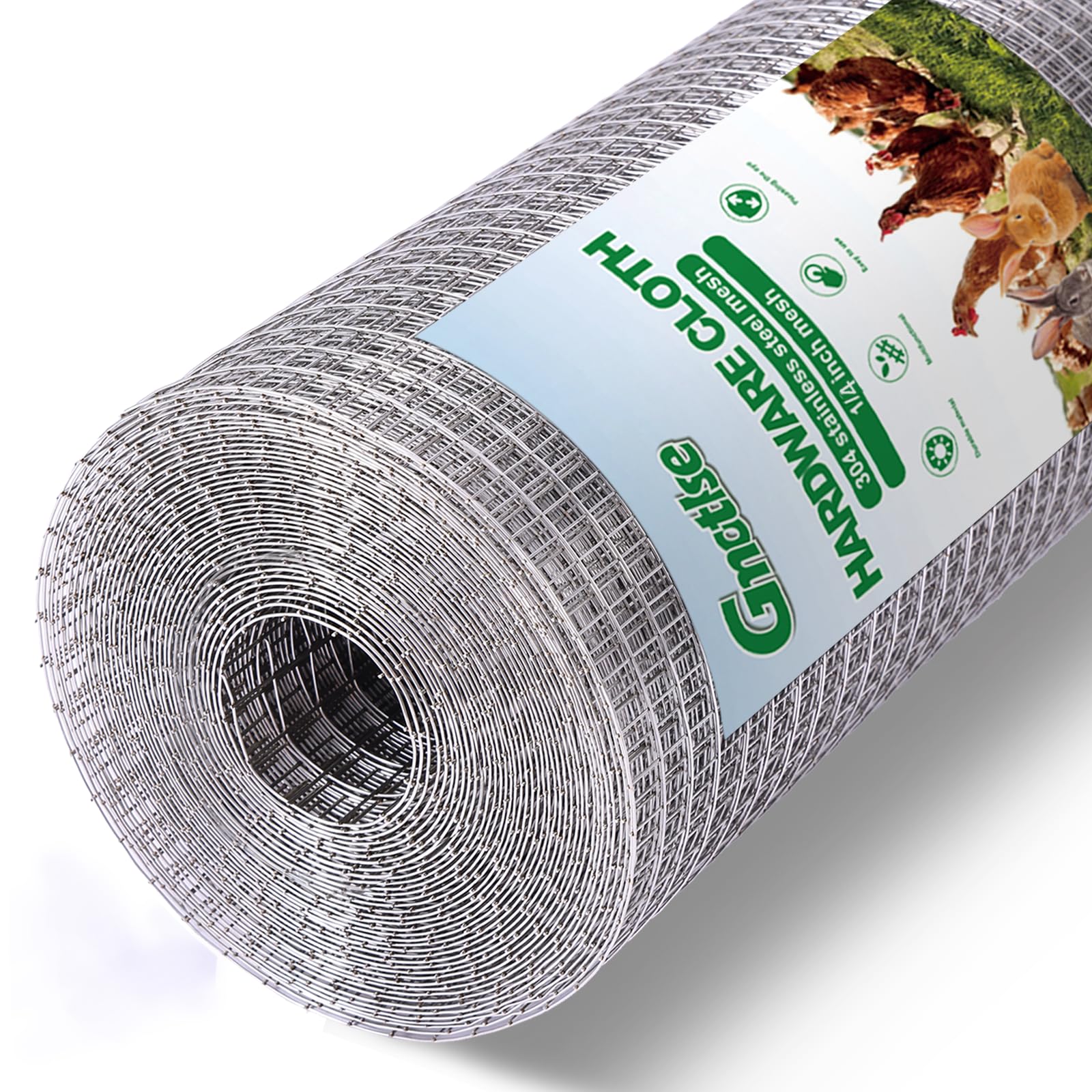 Hardware-Tuch, 0,64 cm, 304 Edelstahlgeflecht, Hühnerdraht, Maschendraht, Rolle, geschweißter Drahtzaun, Gartenzaun, Eichhörnchen, Tunnel-Netzwerk (50,8 x 90 m)