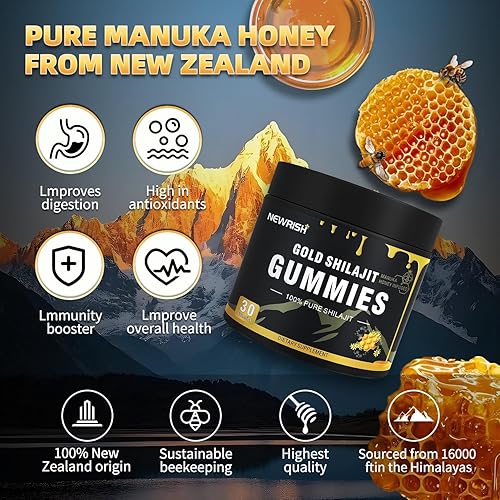 Miniatura 4 de Shilajit - Gomitas para mujer, palitos de miel Shilajit, gomitas Shilajit, ácido fúlvico y más de 85 minerales traza I para hombres, mujeres I sin