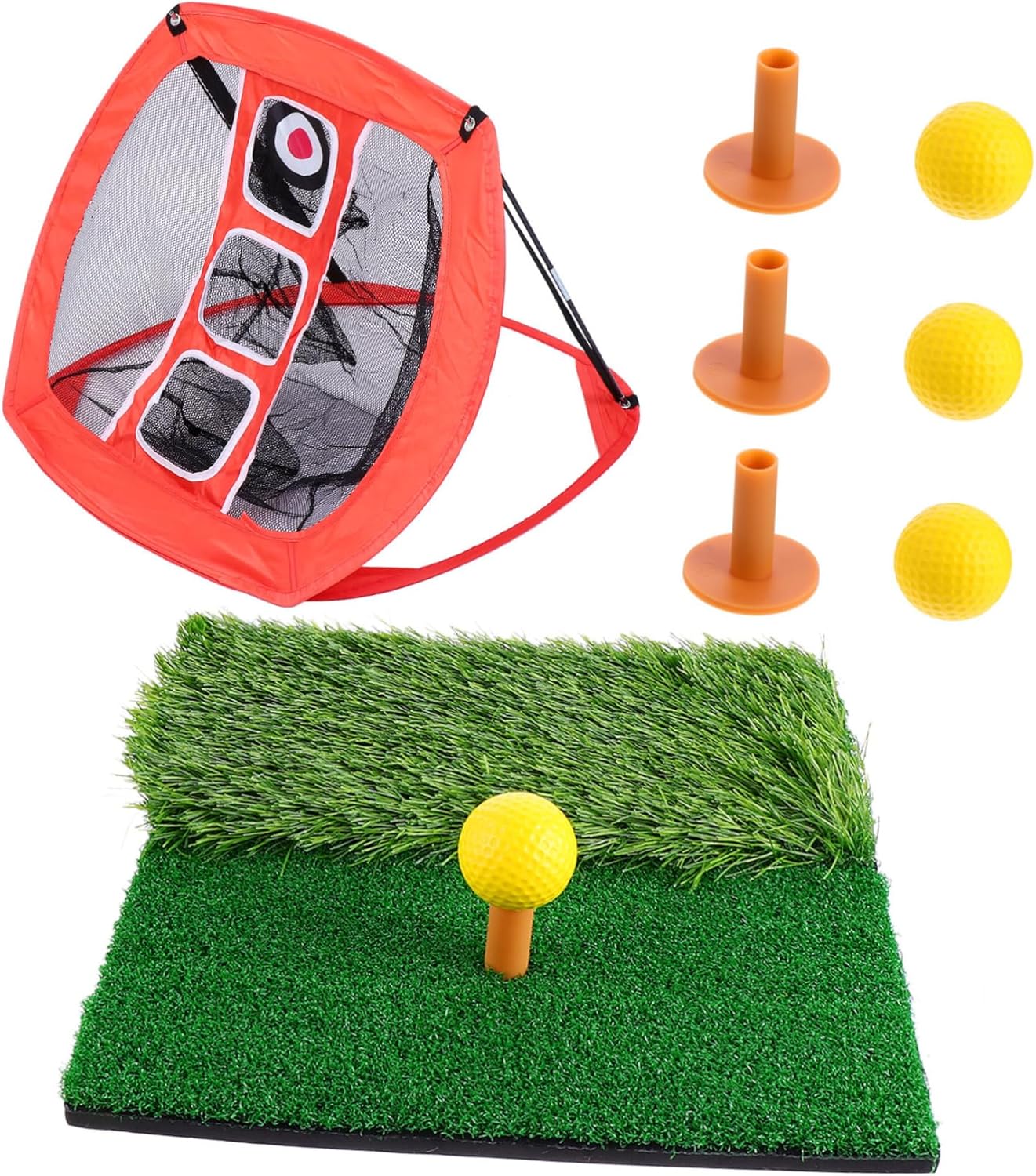 HEMOTON Golf Practice Set Portable Hitting Mat Training Net and Mini Turf for Backyard and Indoor Use