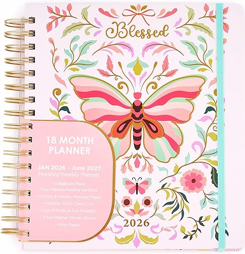 Planificadorescalendarios diarios grandes de 18 meses 2026 planificadores Votum para el trabajo o el hogar con vistas mensuales, semanales y diarias