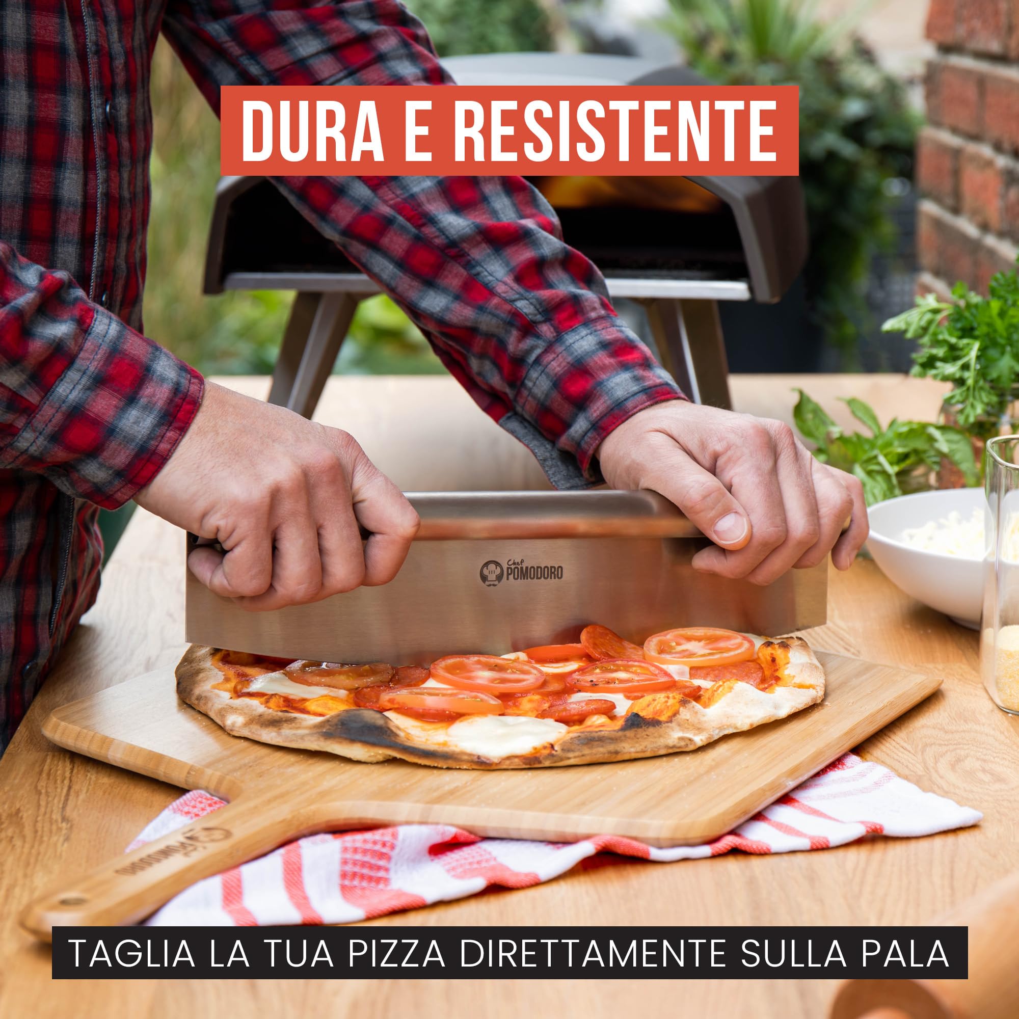 Chef Pomodoro Pala per Pizza Legno di Bambù con Manico Lungo (35,5 cm di Larghezza), Pala Legno Pizza, Pane e Dolci per Forni Domestici, Leggera e Facile da Riporre, Con Bordi Sottili