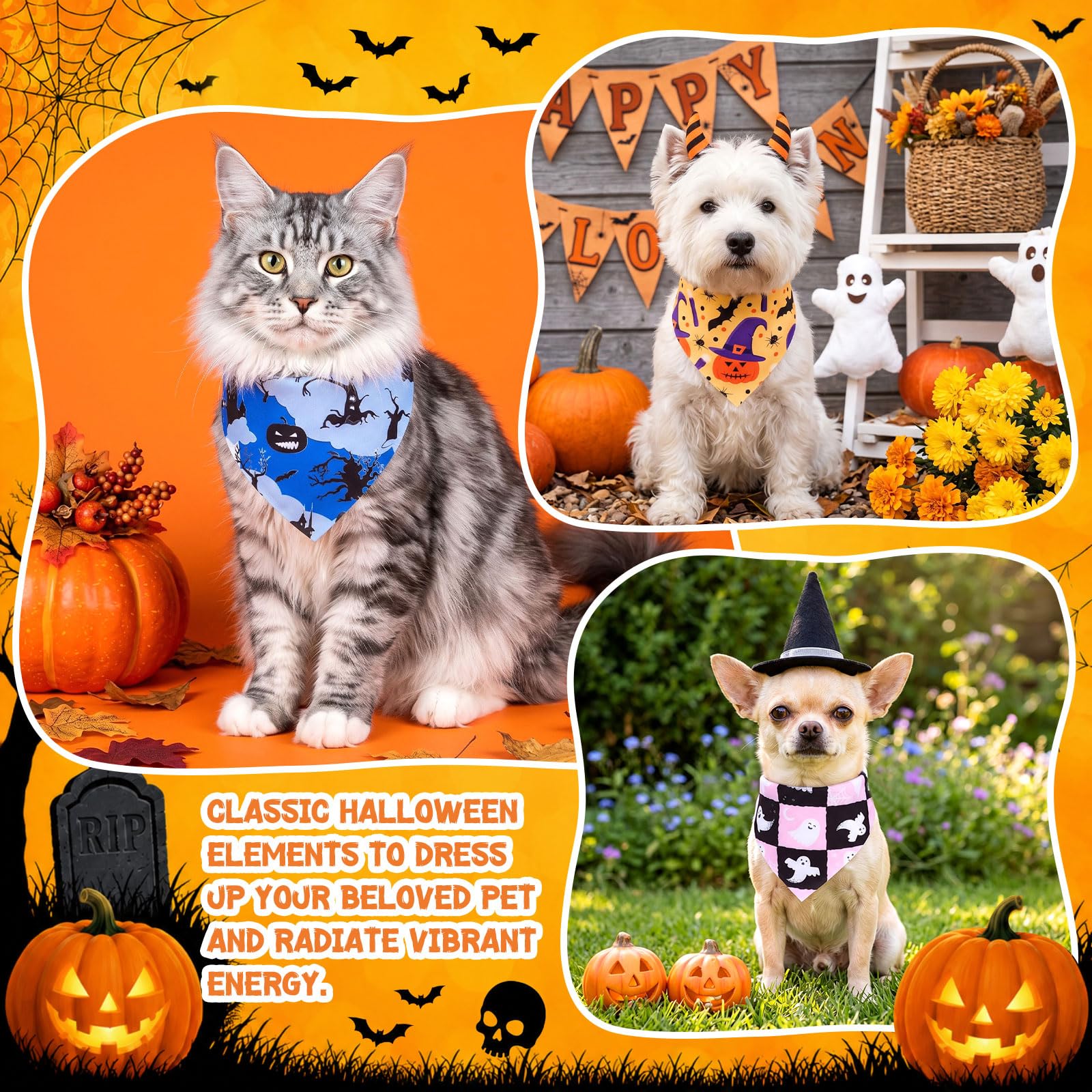 Chicingyou Bandane per cani, 180 pezzi, per Halloween