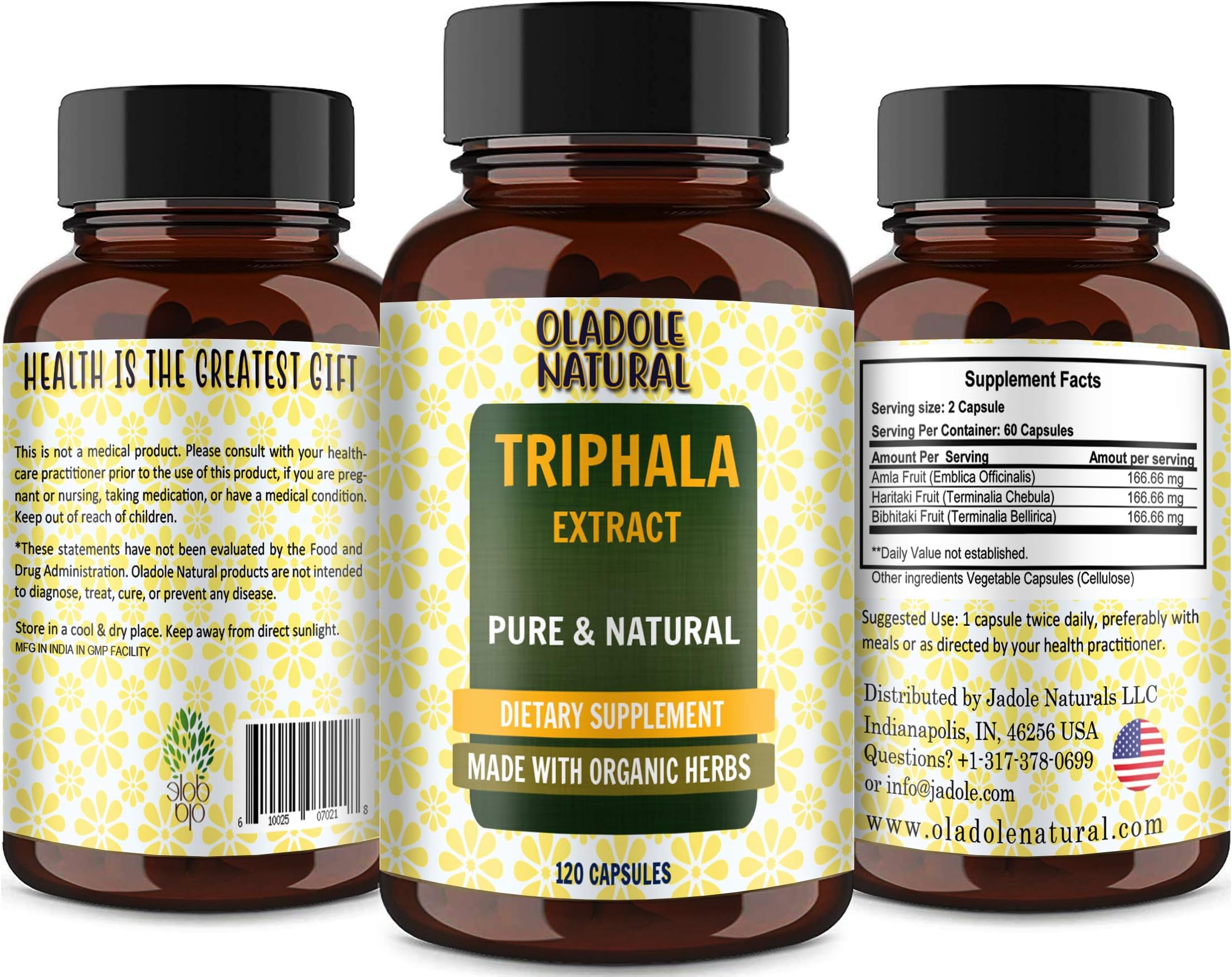 Oladole Natural Triphala, 120 Veggie Caps