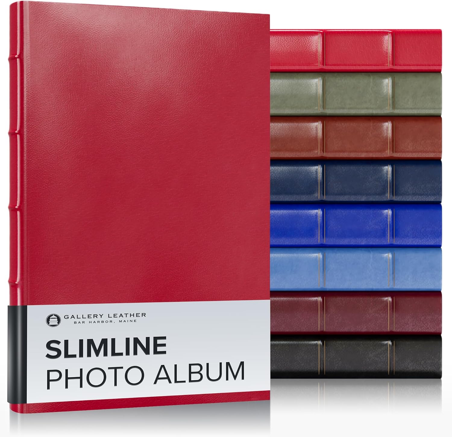 Gallery Leather Slimline Photo Album for 4x6 Pictures with Slip-In Pockets and Writing Space Holds 120 Photos Premium Bonded Leather 3-Ring Binder, Handcrafted Made in USA, Acadia Tan - 11.75" x 8"