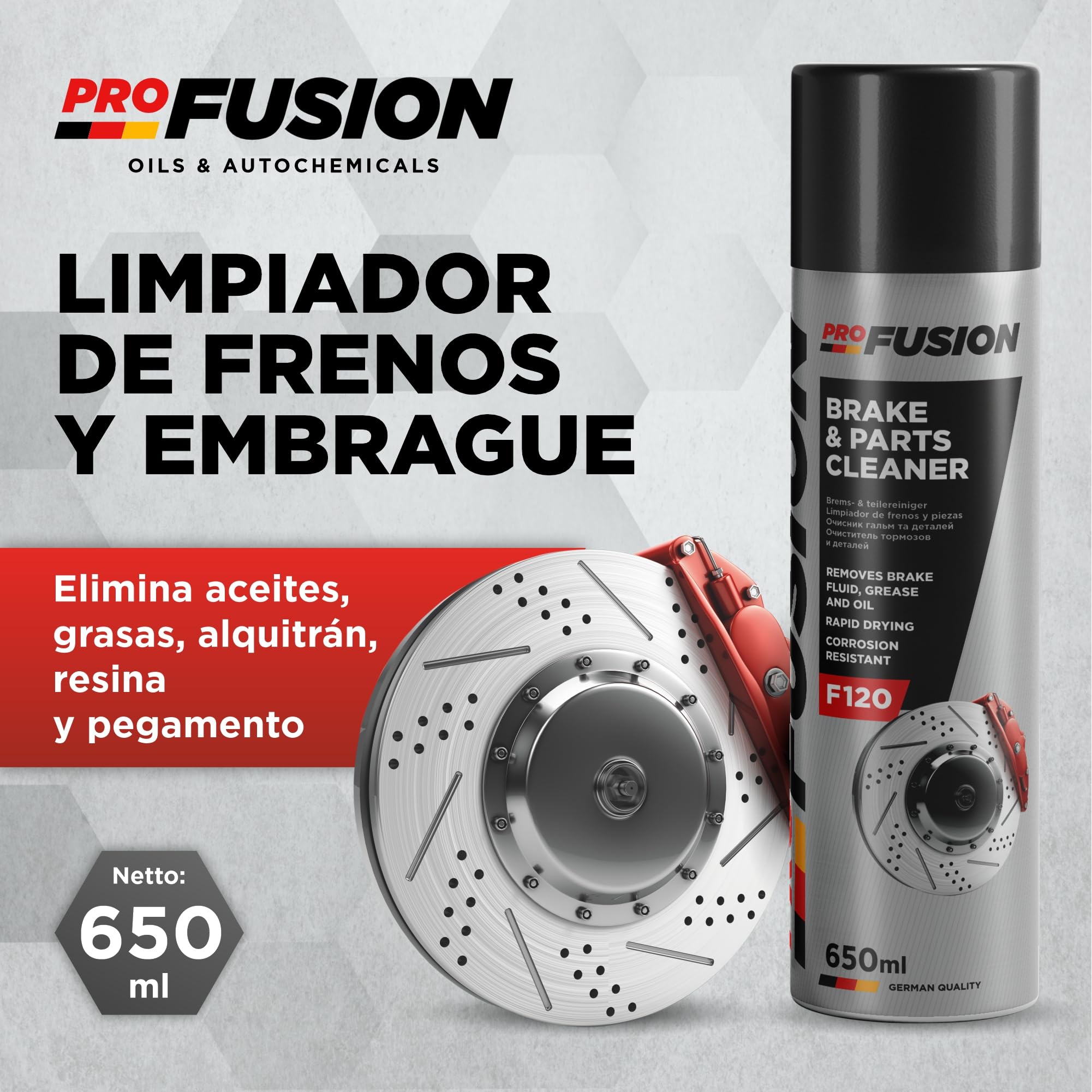 ProFusion Limpiador de Frenos y Embrague Pack de 12 - Brake & Parts Cleaner - Ayuda a Eliminar Aceites, Grasas, Alquitrán, Resina y Pegamento - No Daña Articulaciones ni Juntas - 650 ml