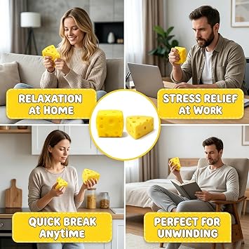 2 PCS Cheese Squishy, Giant Cheese Squishy Decor, Triangular & Square Shaped Ornament for Office Desk Home Display
