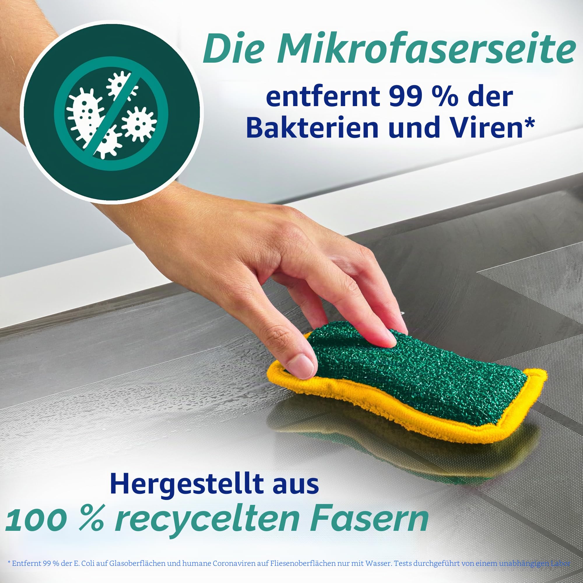 Spontex Flex-& Wash-Schwämme, wiederverwendbar, doppelseitig, Mikrofaserschwamm zum Abwischen und Schrubben, Reinigungsprodukte für Küche, Bad und Zuhause, 8 Packungen mit je 2 Stück (16 insgesamt)