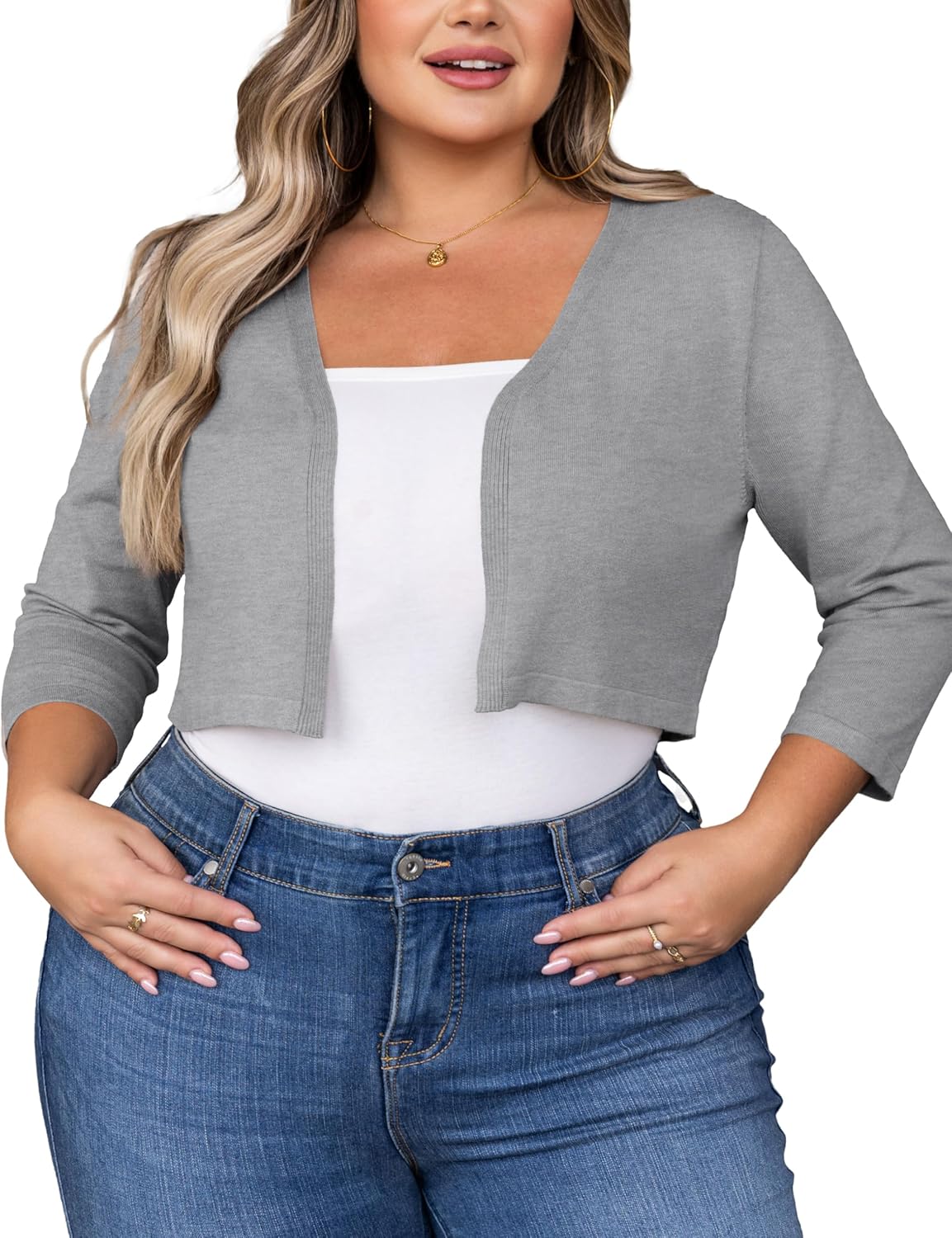 Women's Plus Size Bolero Shrug Cropped Cardigan Sweaters (XL-4XL) - Image 3
