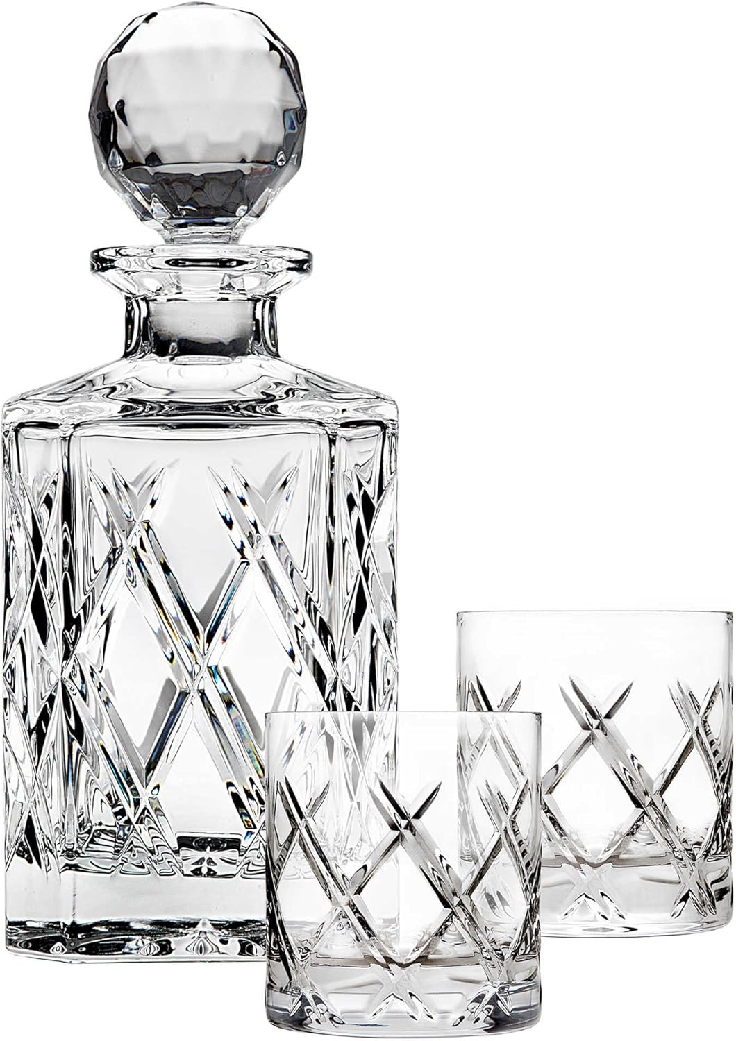 Top Shelf Bevel 3Piece Whiskey Set, Decanter has 25 oz