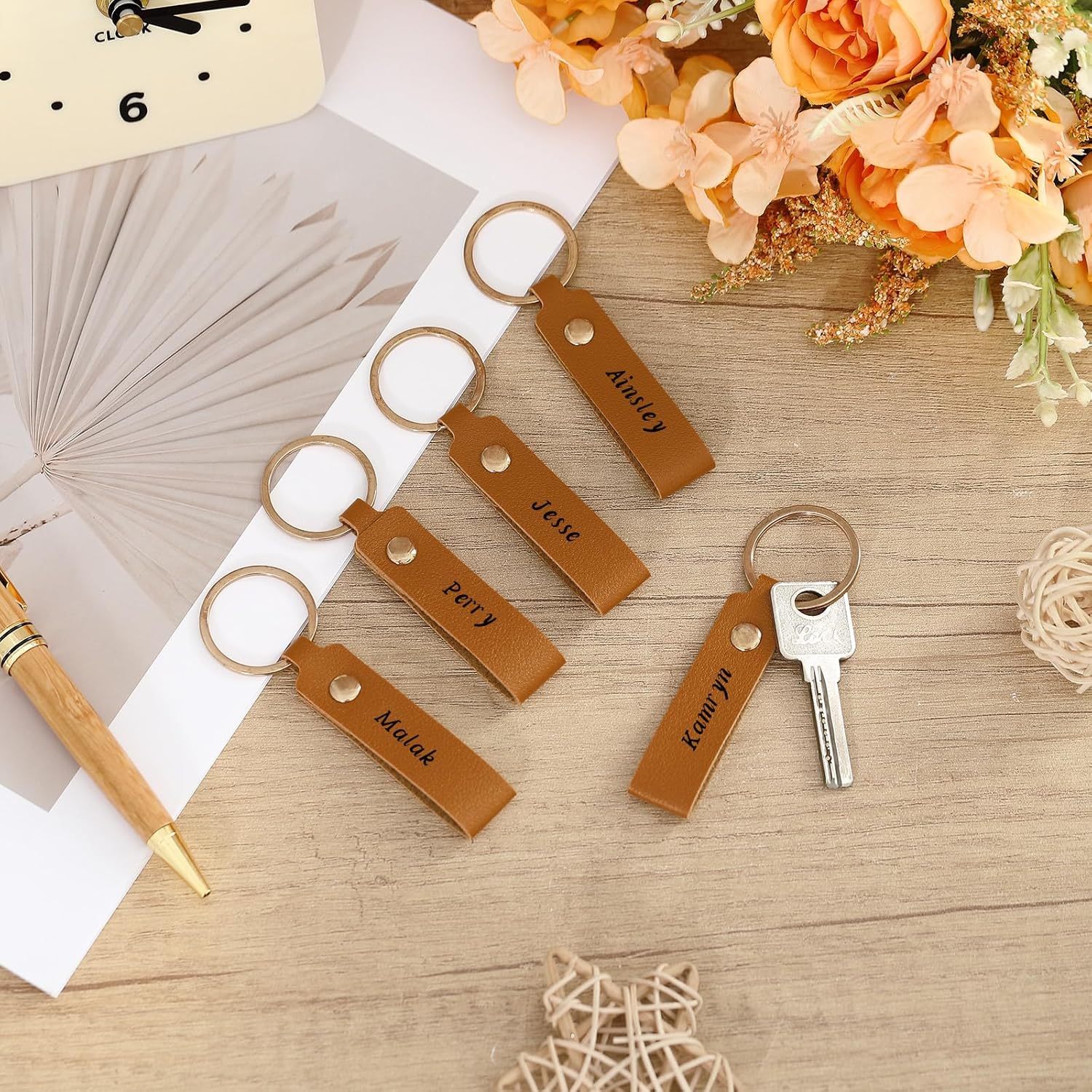 PU Leather Keychain Blanks Bulk Laser Engraving Blanks Keychain Kit with Key Rings for DIY Key Chains Craft - Image 3