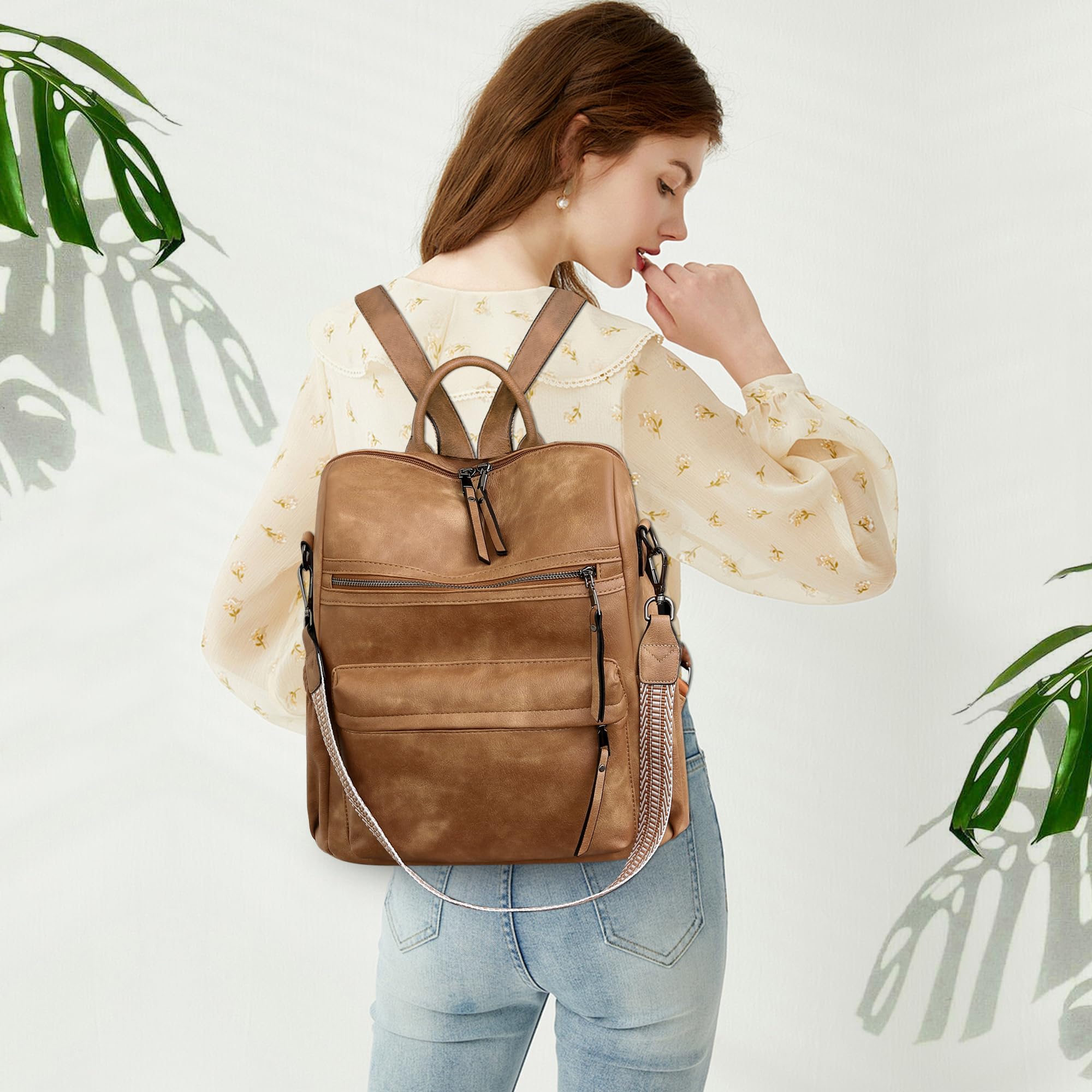 Borsa a tracolla da donna in pelle, da viaggio, Giallo-albicocca, Medium, Zaino da donna alla moda | Zaino alla moda, zaino multiuso per uso quotidiano a tracolla media per le donne