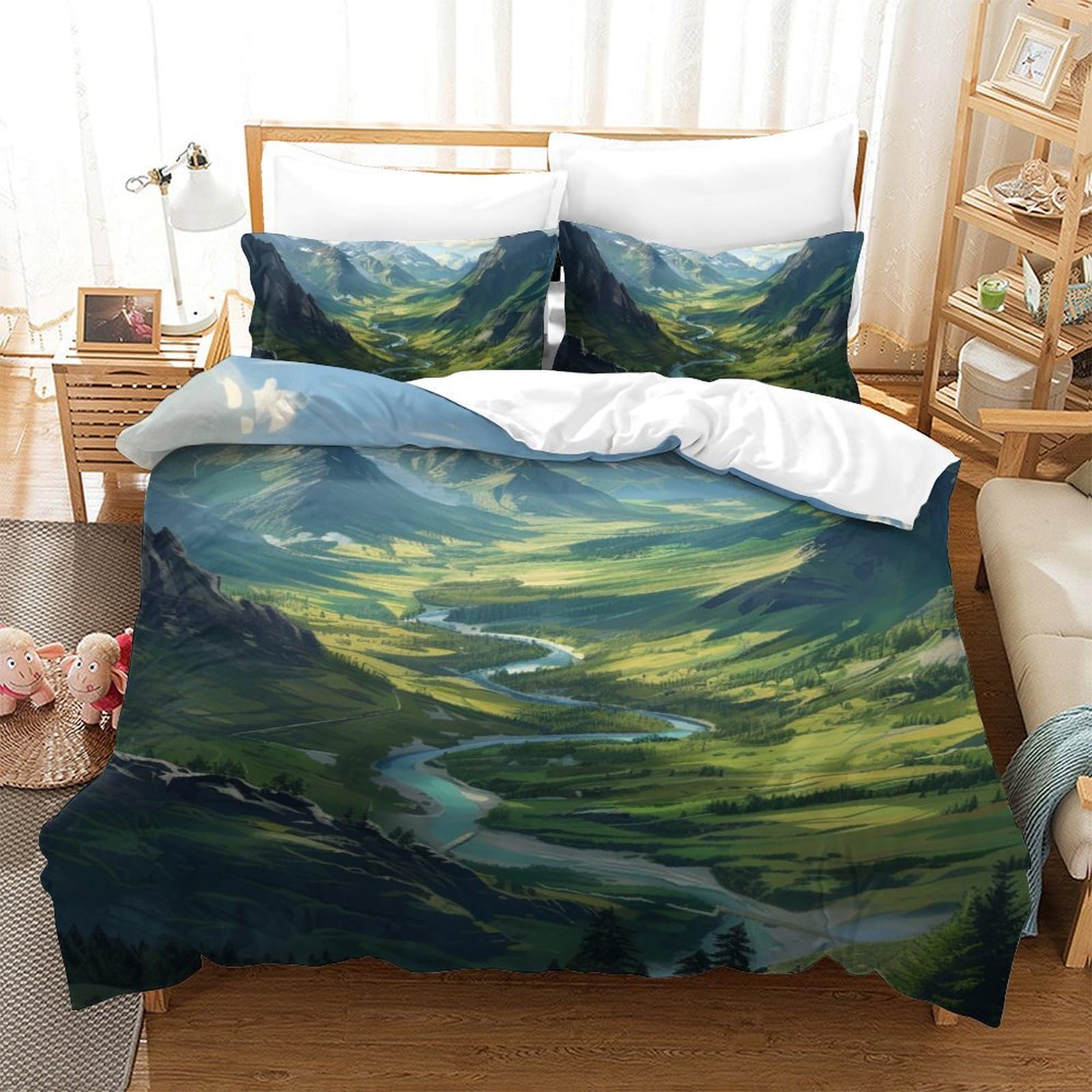 Parure de lit rivière 3D en microfibre pour un sommeil doux et réparateur