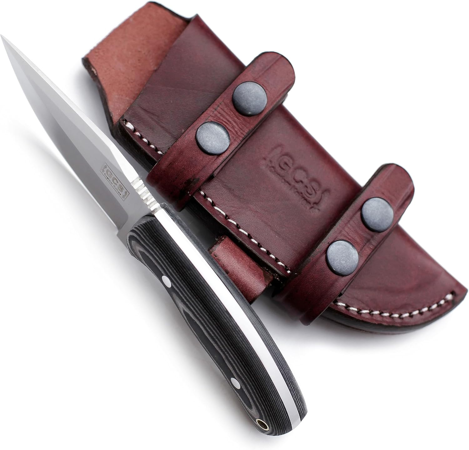 GCS Handmade D2 Tool Steel Tactical Hunting Knife with Leather Sheath and Full Tang Handle Designed for Hunting and Camping & EDC GCS 762