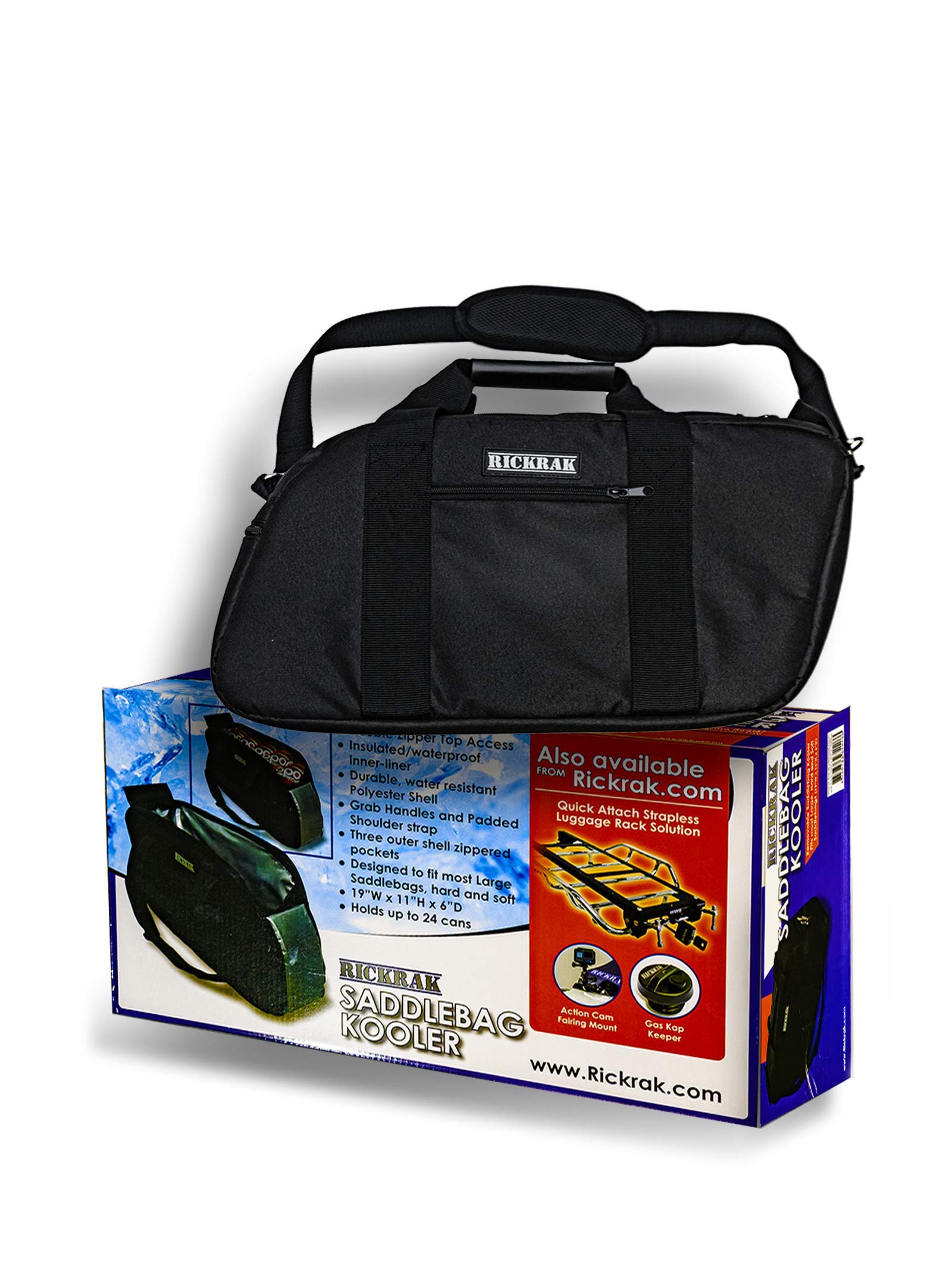 Saddlebag Kooler, Insulated Cooler Bag with 24-Can Capacity, Removable Waterproof Polyester Liner, 3 Zippered Pockets Road Travel Accessories Compatible with Harley Davidson Motorcycles