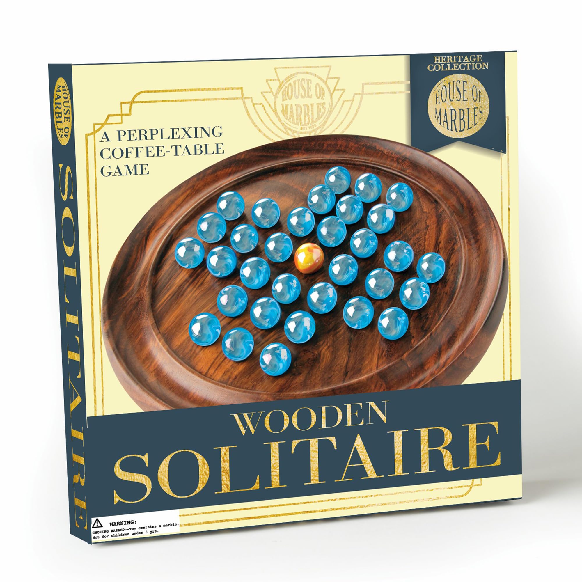 Solitario Estándar Vintage Retro Juego Mesa Centro Madera Canicas Coleccionista
