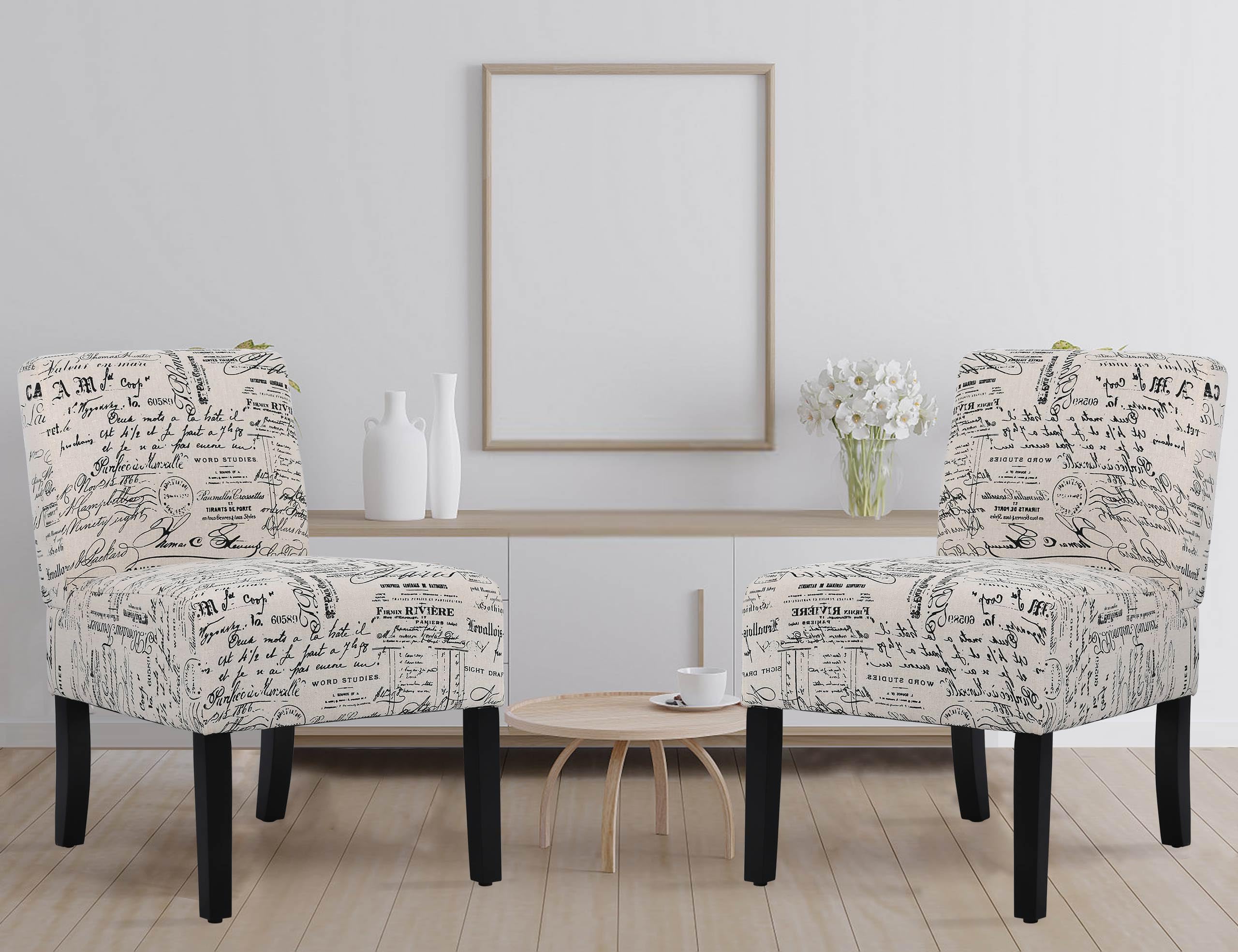 Small Bedroom Chair, Accent Chairs Set of 2, Side Chairs for Living Room, Armless Accent Chair for Bedroom, Modern Slipper Chair with Solid Rubber