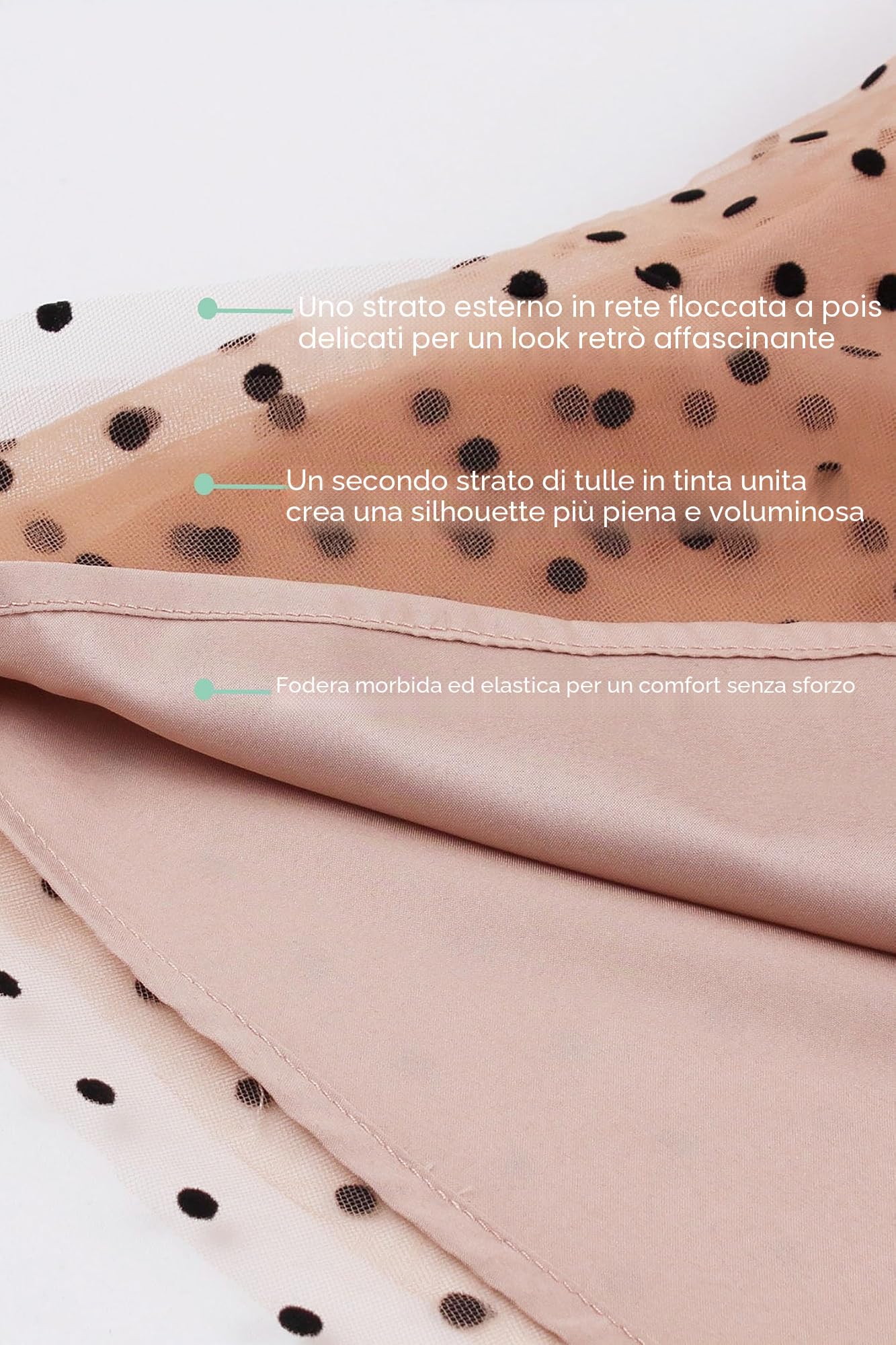 AXOE Donna Gonna Tulle Lunga Linea A Midi Elegante Elastico in Vita Alta Estiva Casual Ufficio caffè e Pois Nero, Taglia 40-44, S