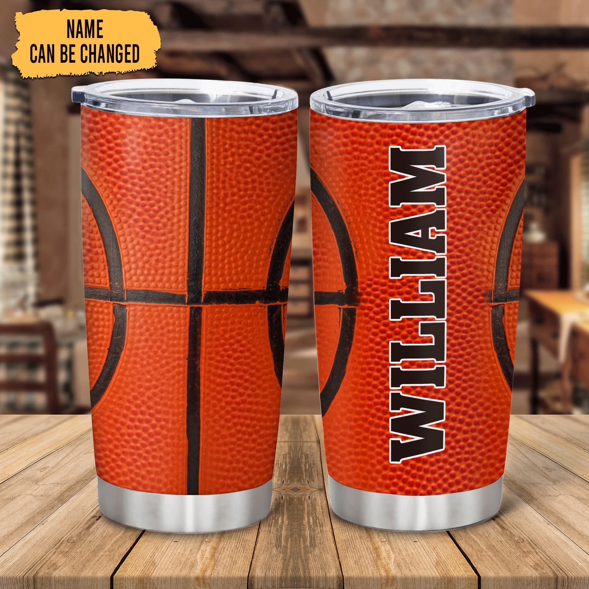 Hyturtle Personalized Basketball Tumbler - Basketball Print Custom Name Stainless Steel Tumbler 20oz With Straw Lid - Basketball Gifts For Women Men Fan Coach Sport Lovers Birthday Mother's Day