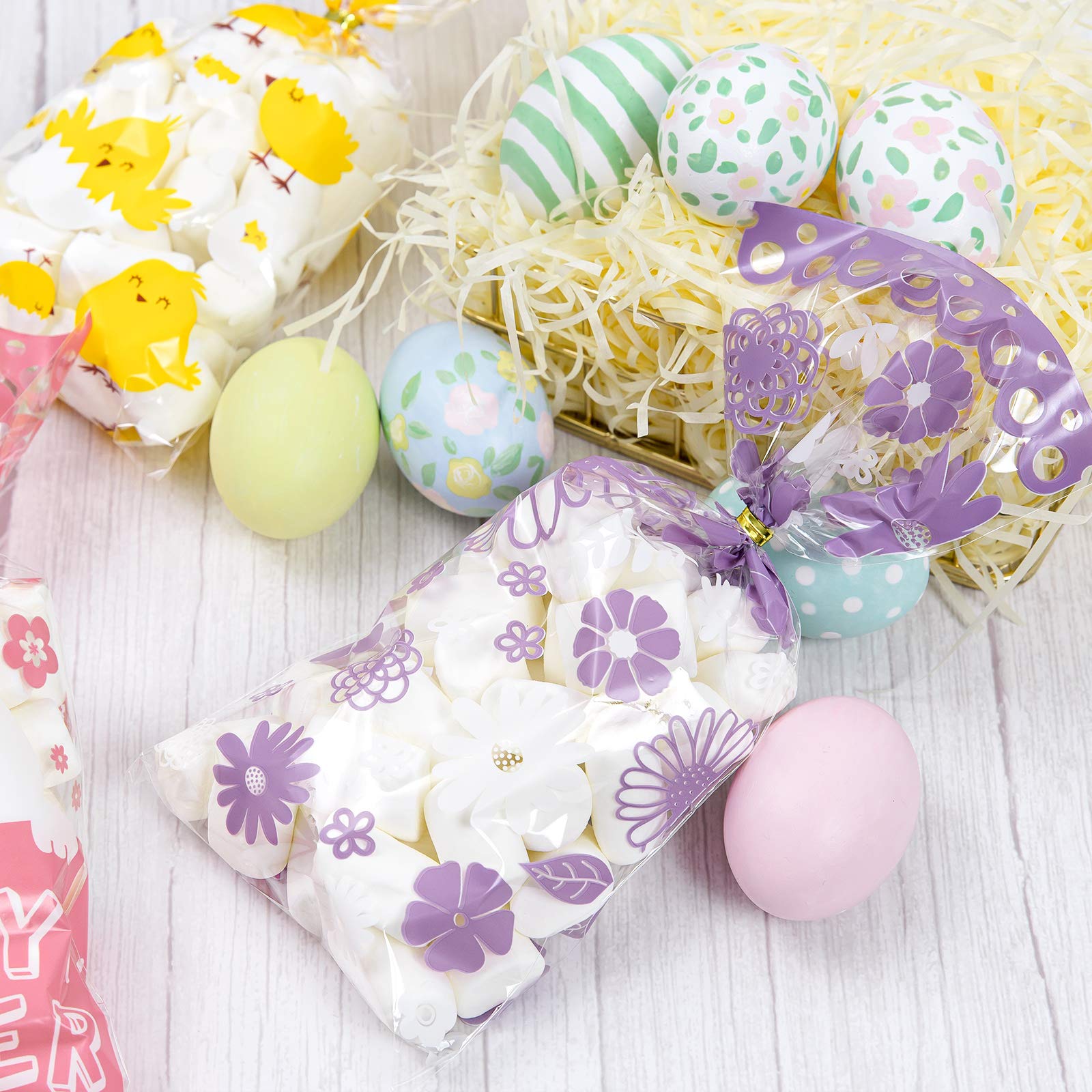 Sacs Friandises Pâques 50 Pièces - Cellophane Auto-scellant Lapins