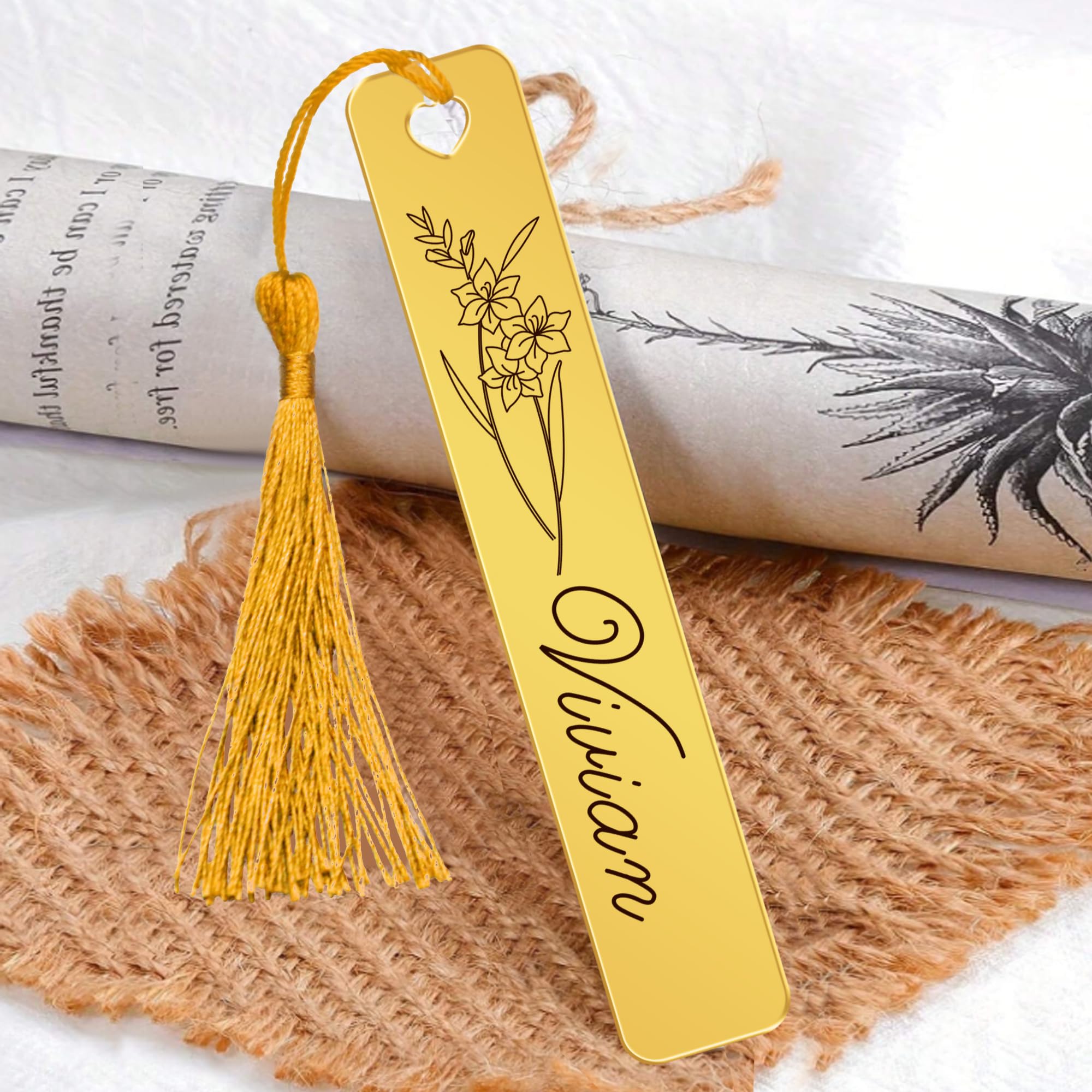 Personalised Bookmark Book Mark Gifts for Christmas Birthday Teachers Mirror Acrylic Bookmarks Personalised Bookmarks Gifts for Book Lovers Women Men Son Daughter (Gold)