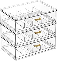 Vista 8 de Clear Acrylic Sunglasses Organizer, Stackable Eyewear Storage with Gold Handles, Display Box for Closet or Vanity