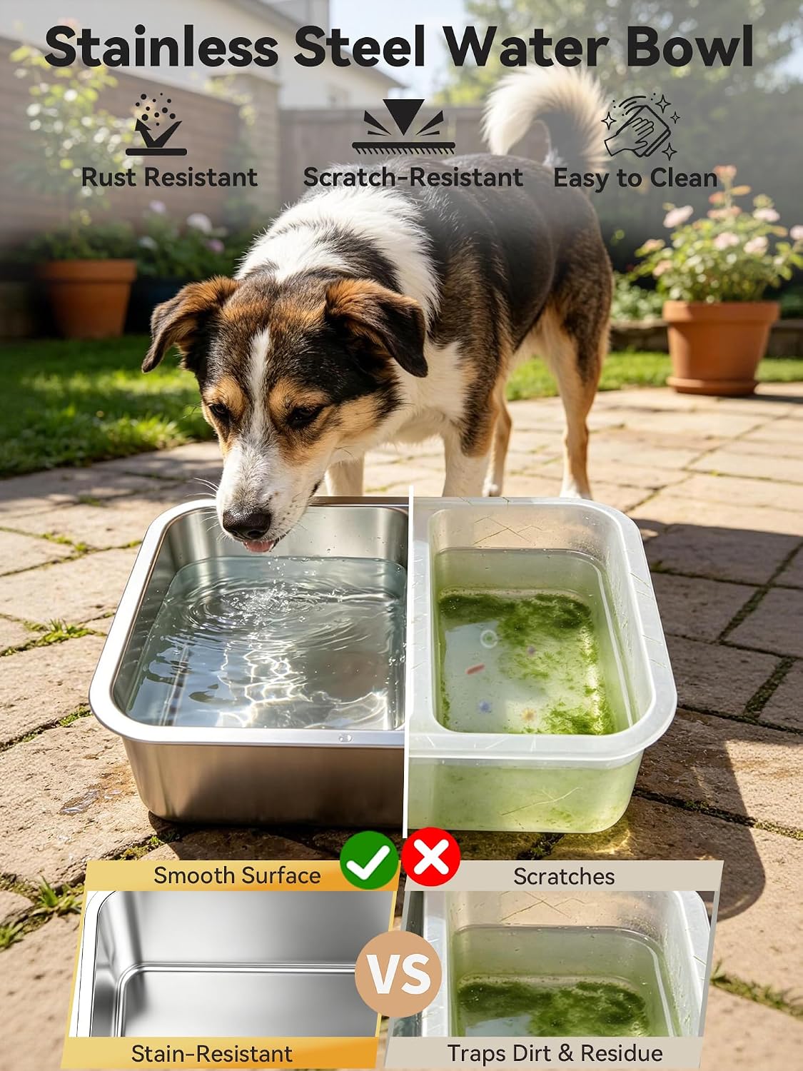 UPSKY 14L Stainless Steel Dog Water Bowl No-Spill with Anti-Skid Mat image 4