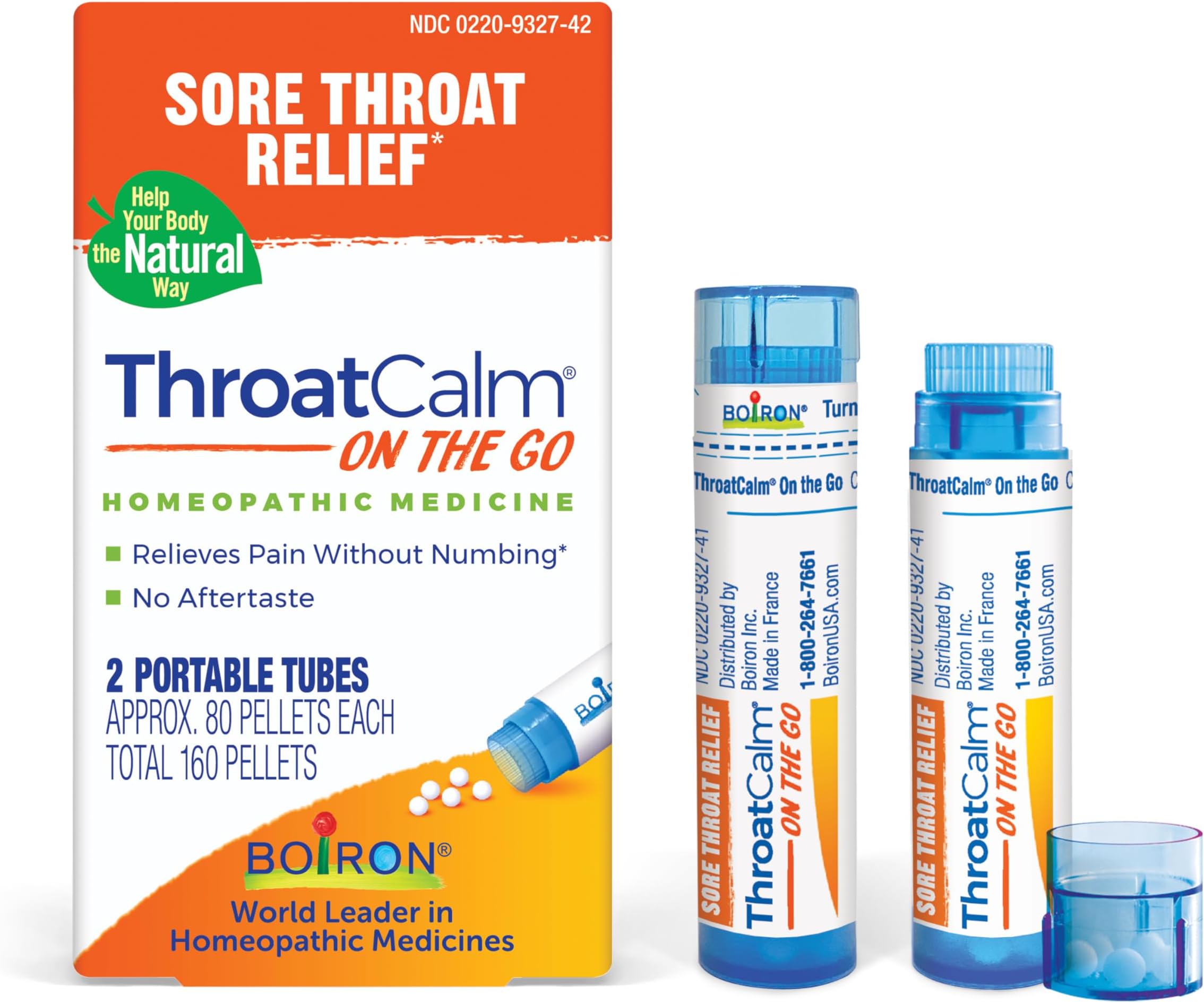 ThroatCalm On The Go Travel Essential for Relief of Sore Throat, or Scratchy, Red or Dry Throat, and Hoarseness - 2 Count (160 Pellets)