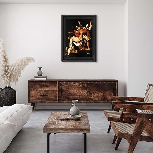 Miniatura 3 de Caravaggio - Cabaña perdida El Entombment of Christ Marco biselado negro de lienzo Reproducción de pintura de obras de arte finas Póster