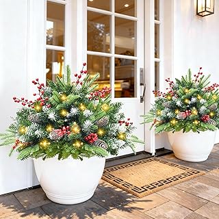 10 Driveway Planter Ideas to Boost Curb Appeal on a Budget 94 Prelit Christmas Urn Filler, 2 Pack Battery Operated Aritificial Outdoor...