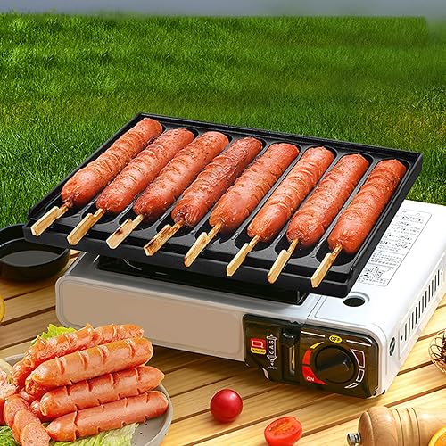 Miniatura 9 de Sartén para asar salchichas de 8 rejillas, bandeja de salchichas para evitar que se pegue, placa de aluminio gruesa, segura y saludable para perros