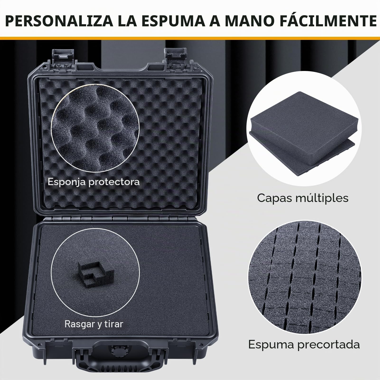 Lykus HC-2811 Maletín/Maleta/Estuche/Case rígida Impermeable con Espuma Personalizable, Tamaño Interior 28,4x26,3x8,7 cm, Adecuada para Objetos pequeños