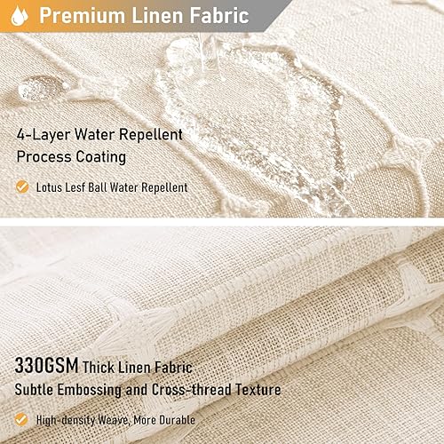 Miniatura 4 de BTTN Cortina de ducha de 78 pulgadas de largo, juego de cortina de ducha de lino ultra gruesa con ganchos de plástico, cortinas de ducha altas