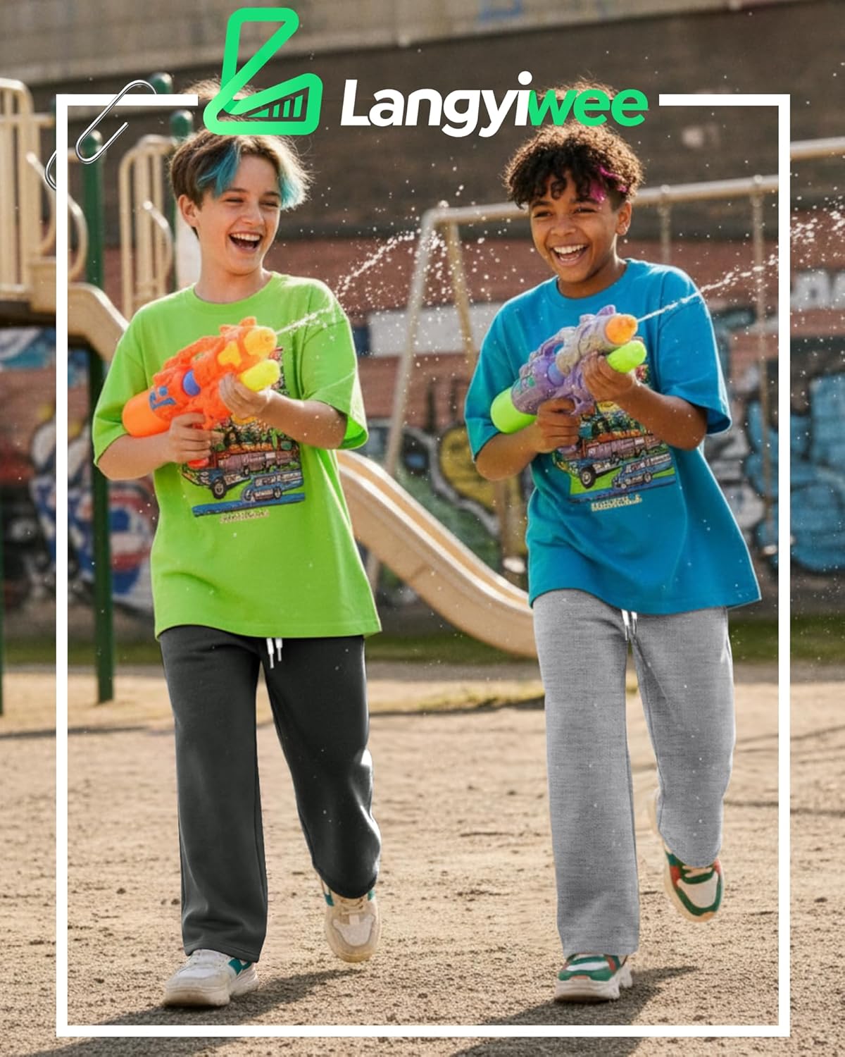 4 Pack Boys Baggy Sweatpant Lightweight Straight Leg Drawstring Jogger Youth Open Bottom Sweat Pant with Pocket