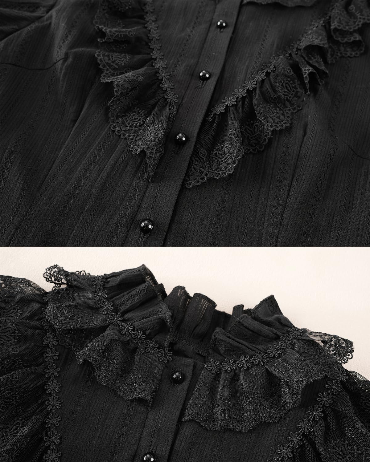 LTAKK Victorian Blouse for Women Edwardian Ruffle Shirt Gothic Steampunk Button Down Tops Short Sleeves