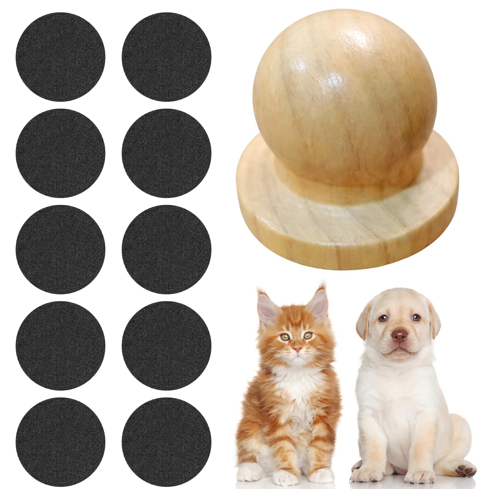 Dog Nail File, Dog Scratch Board for Nails, Wooden Dog Nail Scratchboard with 10pcs Replaceable Sandpaper, Ideal for Pets Dogs Cats